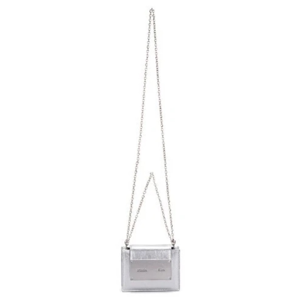 Matin Kim Accordion Mini Bag Silver Wallet on Chain Micro Bag Metallic Crossbody